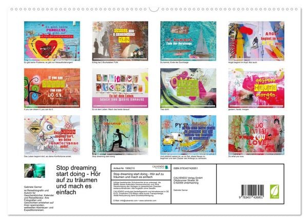 Produktbild: Stop dreaming start doing - H&ouml;r auf zu tr&auml;umen und mach es einfach (hochwertiger Premium Wandkalender 2026 DIN A2 quer), Kunstdruck in Hochglanz