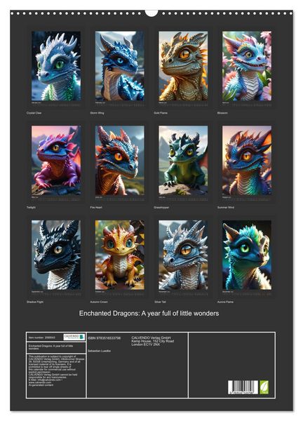 Produktbild: Enchanted Dragons: A year full of little wonders (Wall Calendar 2026 DIN A2 portrait), CALVENDO 12 Month Wall Calendar