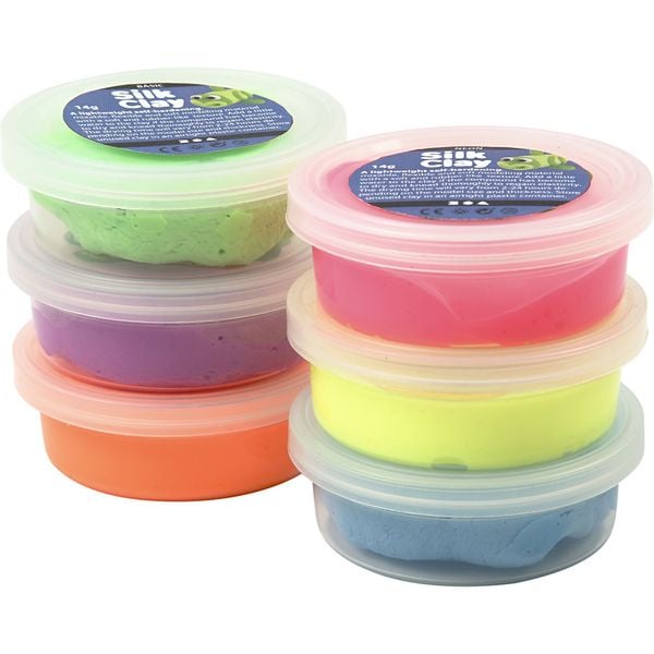 Produktbild: Creativ Company Silk Clay&reg;, Neonfarben, 6x14 g