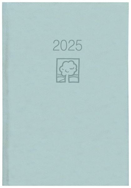 Buchkalender grau 2025 - Bürokalender 14,5x21 - 1T/1S - Blauer Engel - Kartoneinband - Halbstundeneinteilung 7-22 Uhr - 