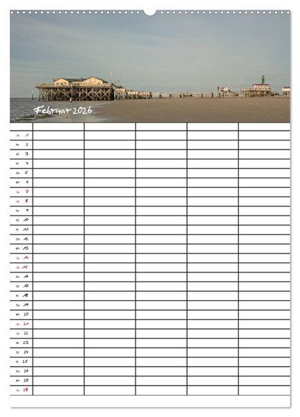Produktbild: St. Peter Ording Familienplaner (hochwertiger Premium Wandkalender 2026 DIN A2 hoch), Kunstdruck in Hochglanz