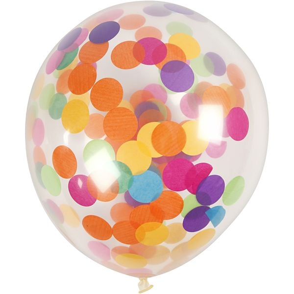 Produktbild: Creativ Company Ballons mit Konfetti, rund, D 23 cm, Transparent, 4 Stk