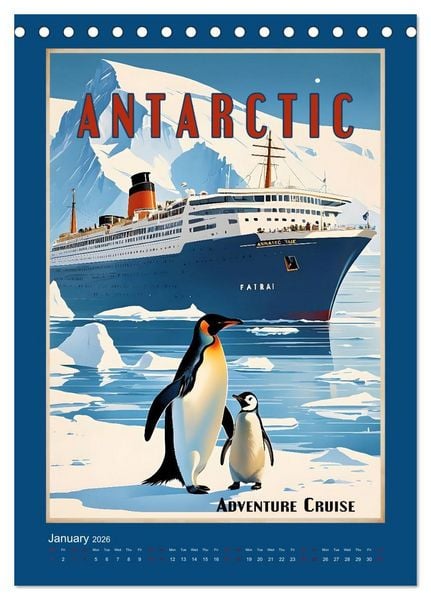 Produktbild: World Travel Posters - Nostalgic Trip Around the Globe (Desk Calendar 2026 DIN A5 portrait), CALVENDO 12 Month DeskCalendar
