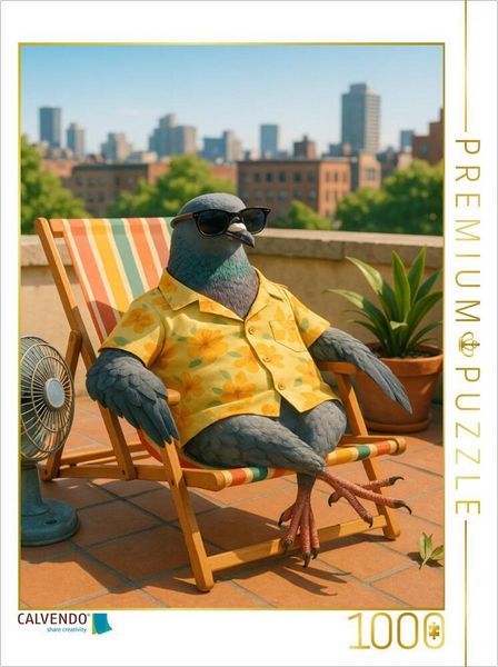 Produktbild: CALVENDO Puzzle Balcony Break - Stadttaube mit Aussicht | 1000 Teile Lege-Gr&ouml;&szlig;e 64x48cm Foto-Puzzle f&uuml;r gl&uuml;ckliche Stunden