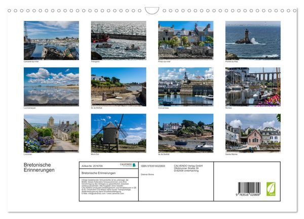 Produktbild: Bretonische Erinnerungen (Wandkalender 2026 DIN A3 quer), CALVENDO Monatskalender