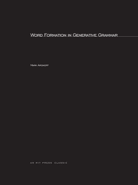 Produktbild: Word Formation in Generative Grammar