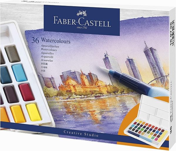 Produktbild: Faber-Castell Aquarellfarben in N&auml;pfchen, 36er Etui