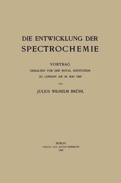 Produktbild: Die Entwicklung der Spectrochemie