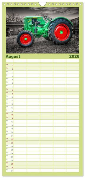 Produktbild: Familienplaner 2026 - Trecker - Oldtimer mit 5 Spalten (Wandkalender, 21 x 45 cm) CALVENDO