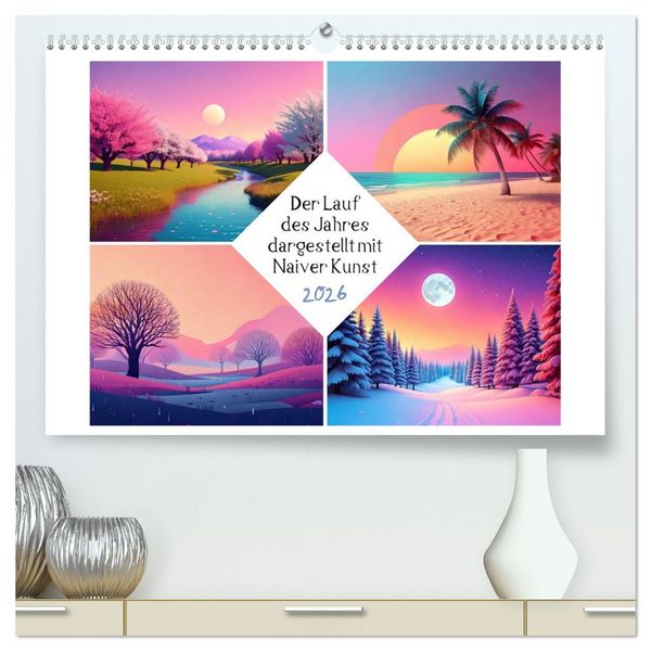 Produktbild: Der Lauf des Jahres dargestellt mit Naiver Kunst (hochwertiger Premium Wandkalender 2026 DIN A2 quer), Kunstdruck in Hochglanz