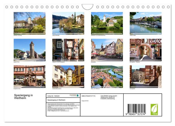 Produktbild: Spaziergang in Wertheim (Wandkalender 2026 DIN A4 quer), CALVENDO Monatskalender