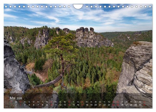 Produktbild: Elbsandsteingebirge - Rund um die Bastei (Wandkalender 2026 DIN A4 quer), CALVENDO Monatskalender