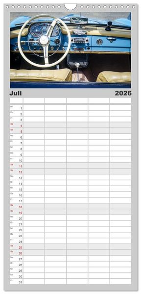 Produktbild: Familienplaner 2026 - Oldtimer: detailverliebt mit 5 Spalten (Wandkalender, 21 x 45 cm) CALVENDO