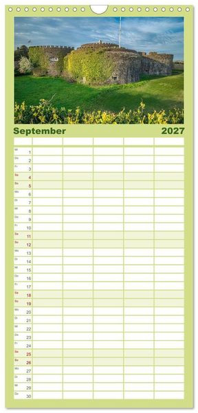 Produktbild: Familienplaner 2027 - Burgen und Schl&ouml;sser in England mit 5 Spalten (Wandkalender, 21 x 45 cm) CALVENDO