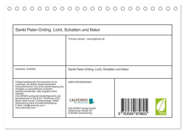 Produktbild: Sankt Peter-Ording. Licht, Schatten und Natur (Tischkalender 2027 DIN A5 quer), CALVENDO Monatskalender