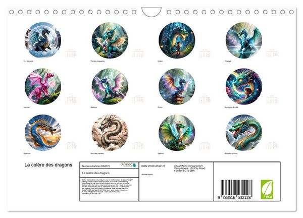 Produktbild: La col&egrave;re des dragons (Calendrier mural 2026 DIN A4 vertical), CALVENDO calendrier mensuel