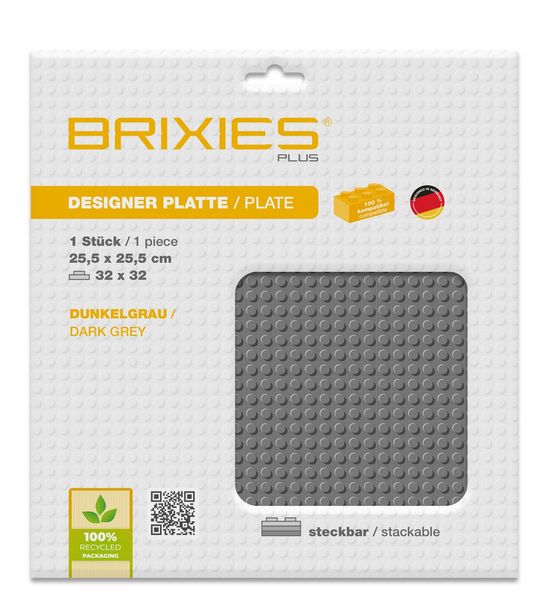 Produktbild: BRIXIES 225011 - Platte 32 x 32 Basic dunkel grau , Bauplatte, 1 St&uuml;ck