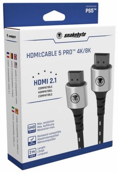 Snakebyte HDMI:CABLE 5 PRO 4K/8K, HDMI 2.1 kompatibel, 2m, Kabel für PS5