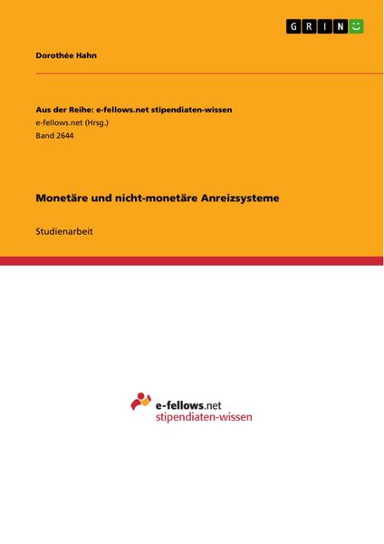 Produktbild: Monet&auml;re und nicht-monet&auml;re Anreizsysteme