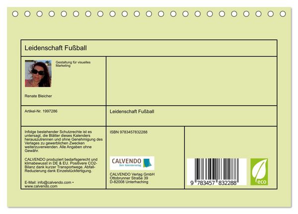 Produktbild: Leidenschaft Fu&szlig;ball (Tischkalender 2026 DIN A5 quer), CALVENDO Monatskalender