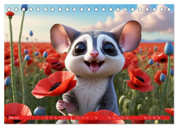 Produktbild: Niedliche Flugh&ouml;rnchen - Sugar Glider Jahresreise (Tischkalender 2026 DIN A5 quer), CALVENDO Monatskalender