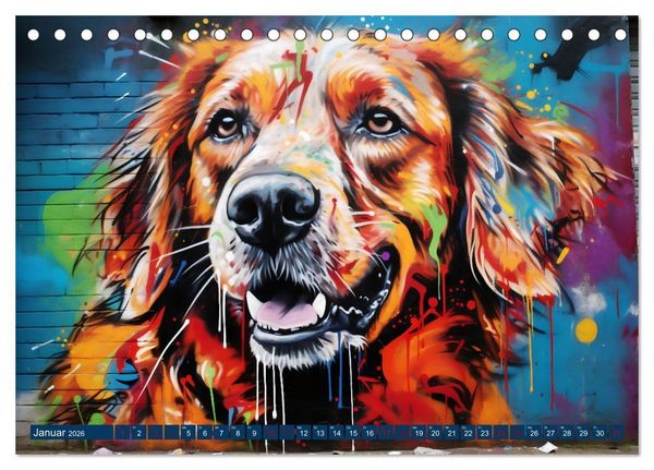 Produktbild: Graffiti Hunde (Tischkalender 2026 DIN A5 quer), CALVENDO Monatskalender
