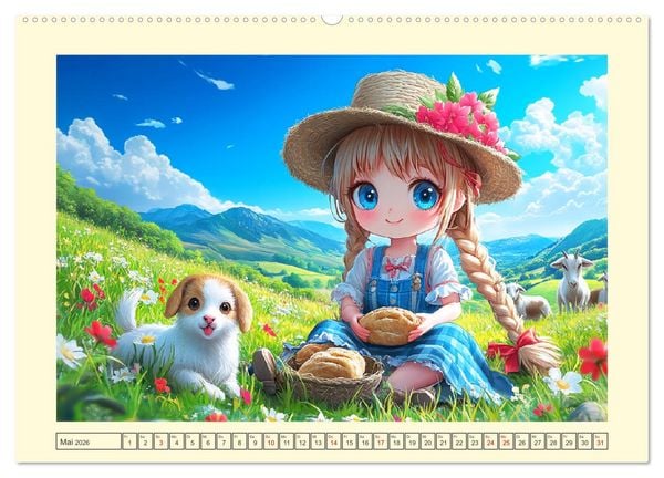 Produktbild: Kleine Cowgirls. Niedliche M&auml;dchen mit tierischen Freunden (hochwertiger Premium Wandkalender 2026 DIN A2 quer), Kunstdruck in Hochglanz