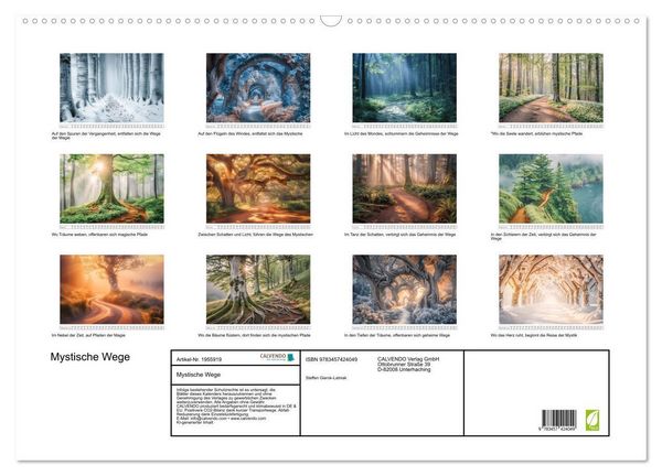 Produktbild: Mystische Wege (Wandkalender 2026 DIN A2 quer), CALVENDO Monatskalender