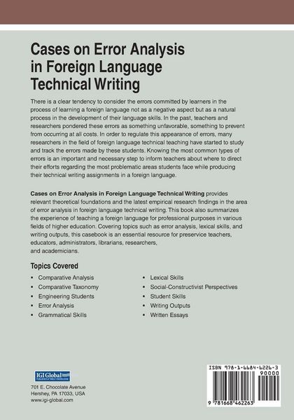 Produktbild: Cases on Error Analysis in Foreign Language Technical Writing