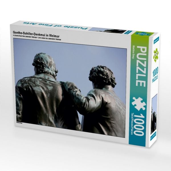 CALVENDO Puzzle Goethe-Schiller-Denkmal in Weimar | 1000 Teile Lege-Größe 64x48cm Foto-Puzzle für glückliche Stunden
