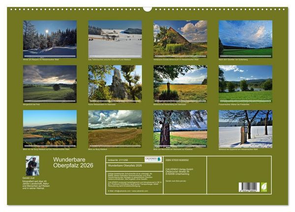 Produktbild: Wunderbare Oberpfalz 2026 (Wandkalender 2026 DIN A2 quer), CALVENDO Monatskalender