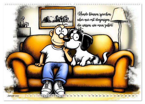 Produktbild: Hundespr&uuml;che (Wandkalender 2026 DIN A2 quer), CALVENDO Monatskalender