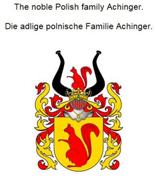 Produktbild: The noble Polish family Achinger. Die adlige polnische Familie Achinger.