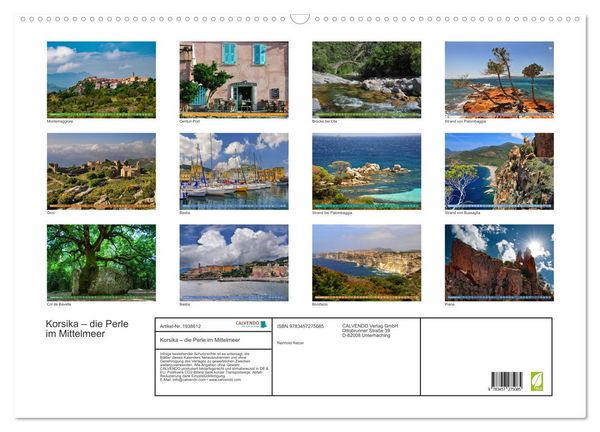 Produktbild: Korsika &ndash; die Perle im Mittelmeer (Wandkalender 2026 DIN A2 quer), CALVENDO Monatskalender
