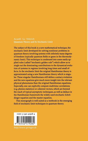 Produktbild: Quantum Theory and Its Stochastic Limit