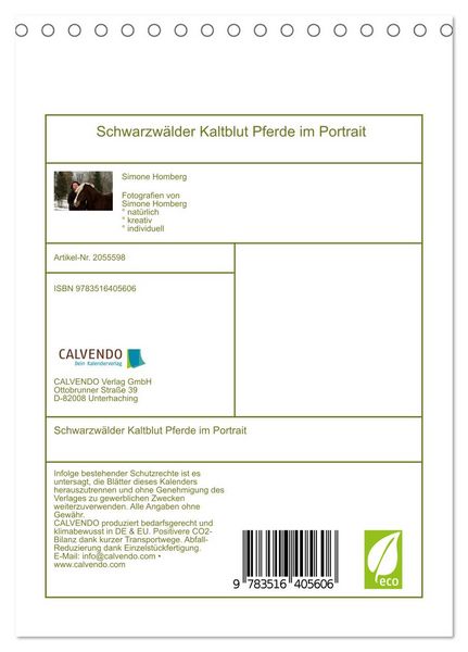 Produktbild: Schwarzw&auml;lder Kaltblut Pferde im Portrait (Tischkalender 2026 DIN A5 hoch), CALVENDO Monatskalender