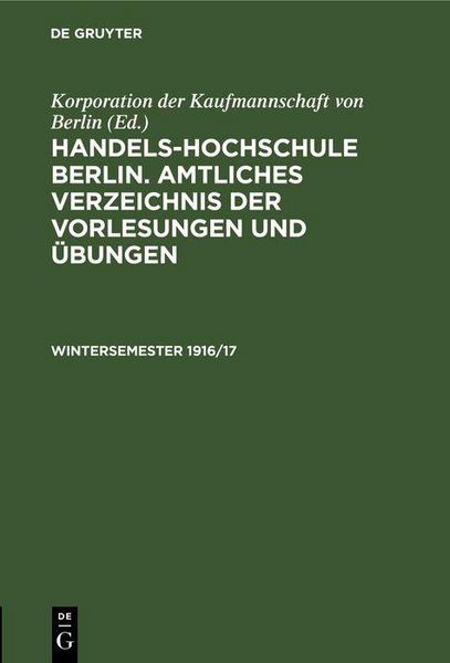 Produktbild: Wintersemester 1916/17