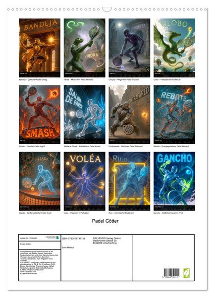 Produktbild: Padel G&ouml;tter (Wandkalender 2026 DIN A2 hoch), CALVENDO Monatskalender