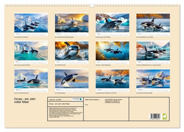 Produktbild: Orcas - ein Jahr voller Meer (Wandkalender 2027 DIN A2 quer), CALVENDO Monatskalender