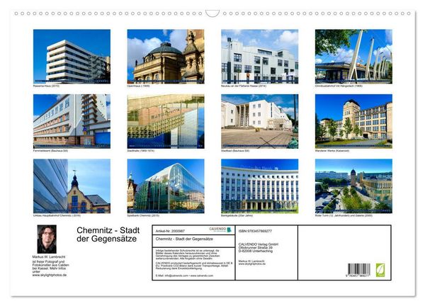 Produktbild: Chemnitz - Stadt der Gegens&auml;tze (Wandkalender 2026 DIN A2 quer), CALVENDO Monatskalender