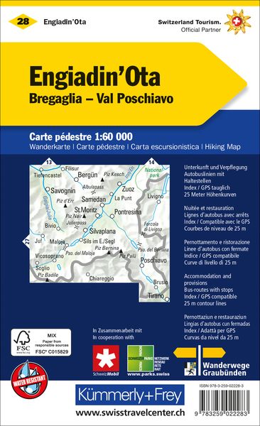 Produktbild: K&uuml;mmerly+Frey Wanderkarte 28 Oberengadin 1:60.000