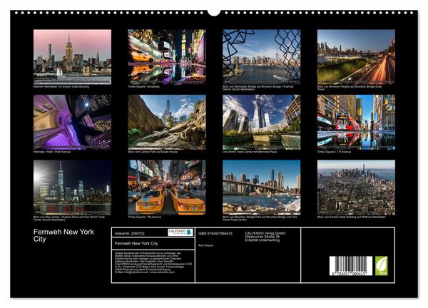 Produktbild: Fernweh New York City (hochwertiger Premium Wandkalender 2026 DIN A2 quer), Kunstdruck in Hochglanz