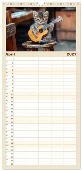 Produktbild: Familienplaner 2027 - Miau-sikalische Momente mit 5 Spalten (Wandkalender, 21 x 45 cm) CALVENDO