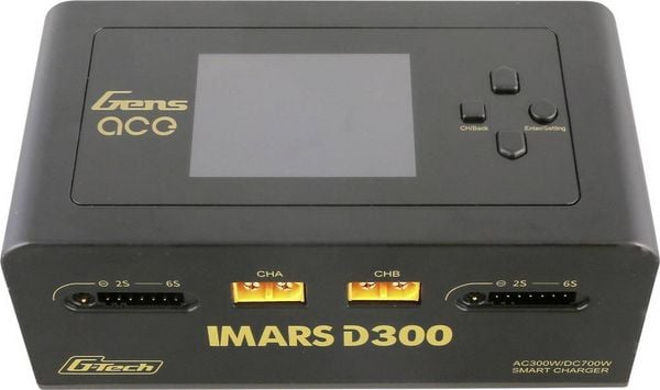 Gens ace Imars D300 Modellbau-Ladegerät 16A LiPo, LiIon, LiHV, LiFePO, NiMH doppelter Ladeausgang, Akkuerkennung, Entladefunktion