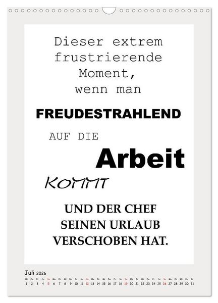 Produktbild: Spr&uuml;chekalender. Witziges f&uuml;rs B&uuml;ro (Wandkalender 2026 DIN A3 hoch), CALVENDO Monatskalender