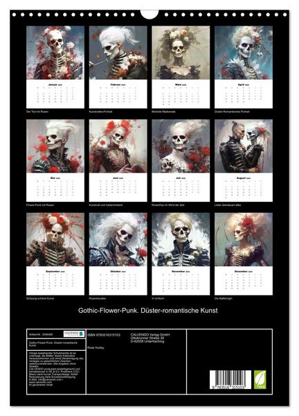 Produktbild: Gothic-Flower-Punk. D&uuml;ster-romantische Kunst (Wandkalender 2026 DIN A3 hoch), CALVENDO Monatskalender