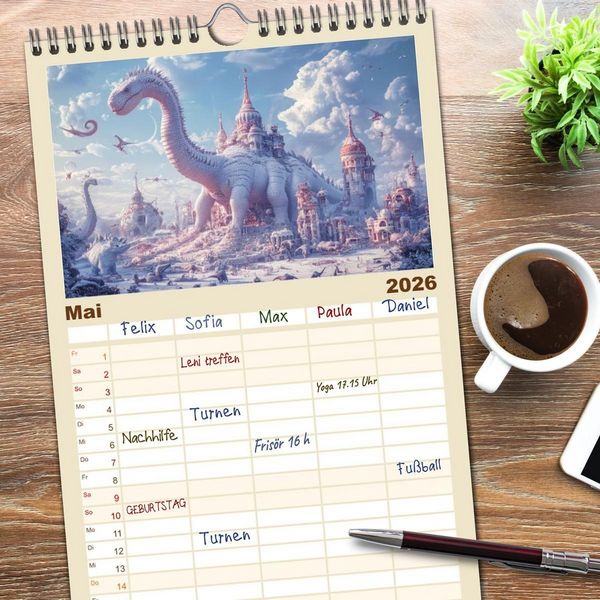 Produktbild: Familienplaner 2026 - Traumhafte Illusionen - Imagin&auml;r und surreal mit 5 Spalten (Wandkalender, 21 x 45 cm) CALVENDO