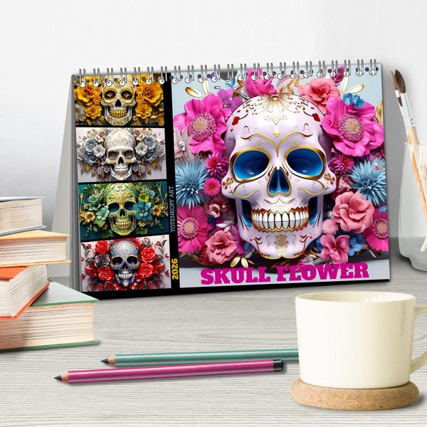 Produktbild: Skull Flower - Totenkopf ART (Tischkalender 2026 DIN A5 quer), CALVENDO Monatskalender