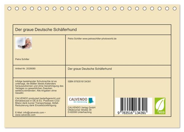 Produktbild: Der graue Deutsche Sch&auml;ferhund (Tischkalender 2026 DIN A5 quer), CALVENDO Monatskalender