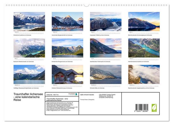 Produktbild: Traumhafter Achensee - eine kalendarische Reise (hochwertiger Premium Wandkalender 2026 DIN A2 quer), Kunstdruck in Hochglanz